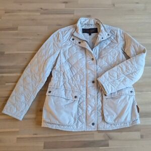Coach Women's Quilted Utility Jacket Light Gray Size M Snap Button